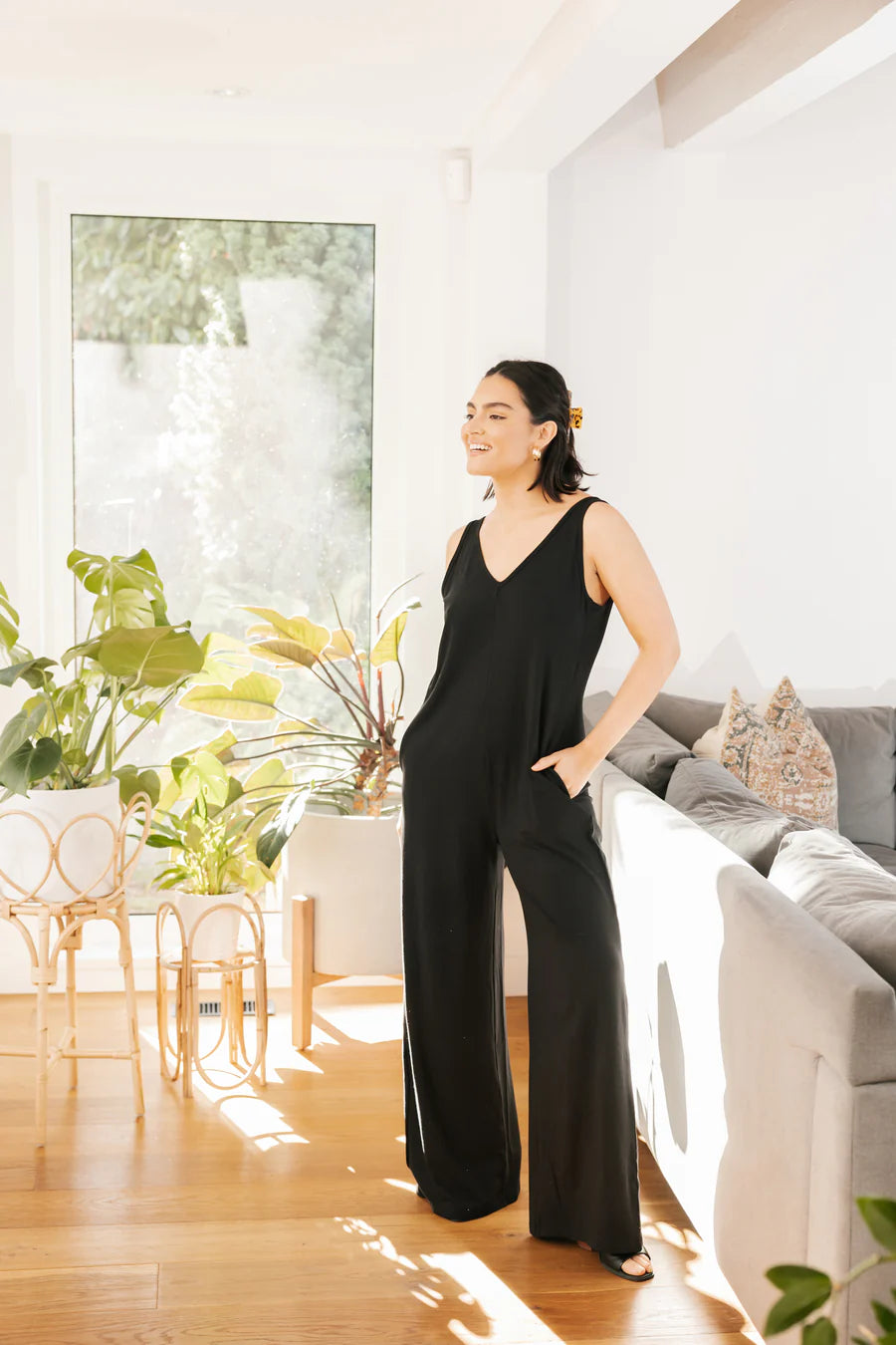 SMASH + TESS | Tuesday Wide Leg Romper II in Midnight Black