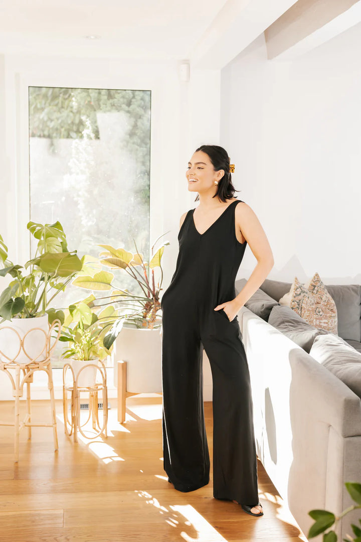 SMASH + TESS | Tuesday Wide Leg Romper II in Midnight Black