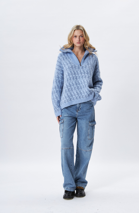 JOHN+JENN | Enzo Zip Sweater | chambray