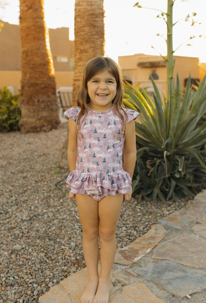 Current Tyed Clothing | The "Kinsley" Girls 2 Piece Twirl Rashguard Set