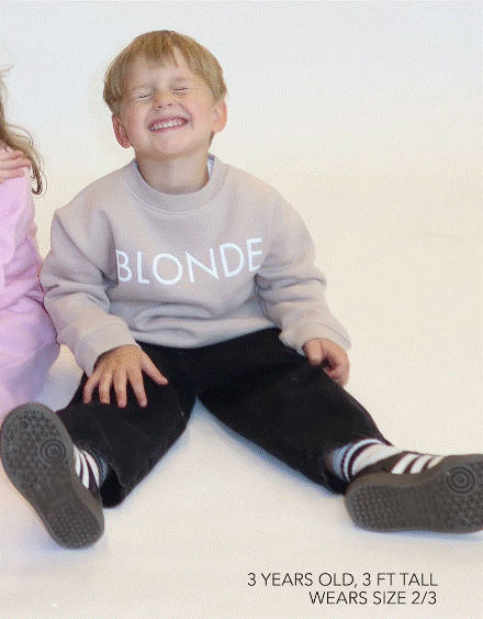 BRUNETTE THE LABEL | Kids "BLONDE" Classic Crew Neck Sweatshirt | oyster