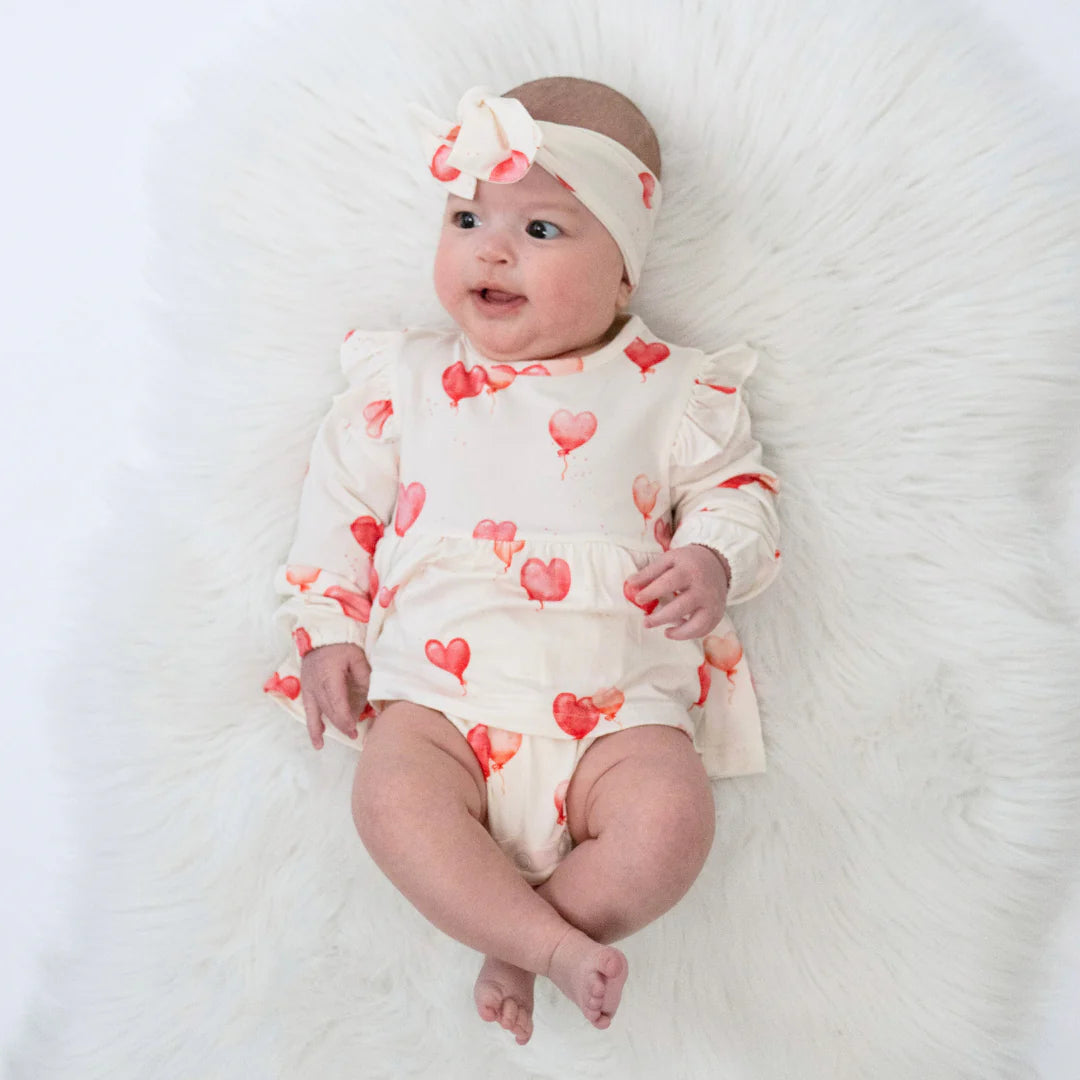 Belan.J | Long Sleeve Skirted Onesie| Heart Balloons