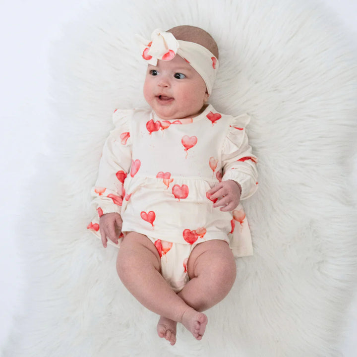 Belan.J | Long Sleeve Skirted Onesie| Heart Balloons