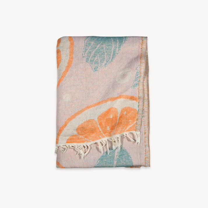 Pokoloko | Turkish Cotton Towel | orange and leaf
