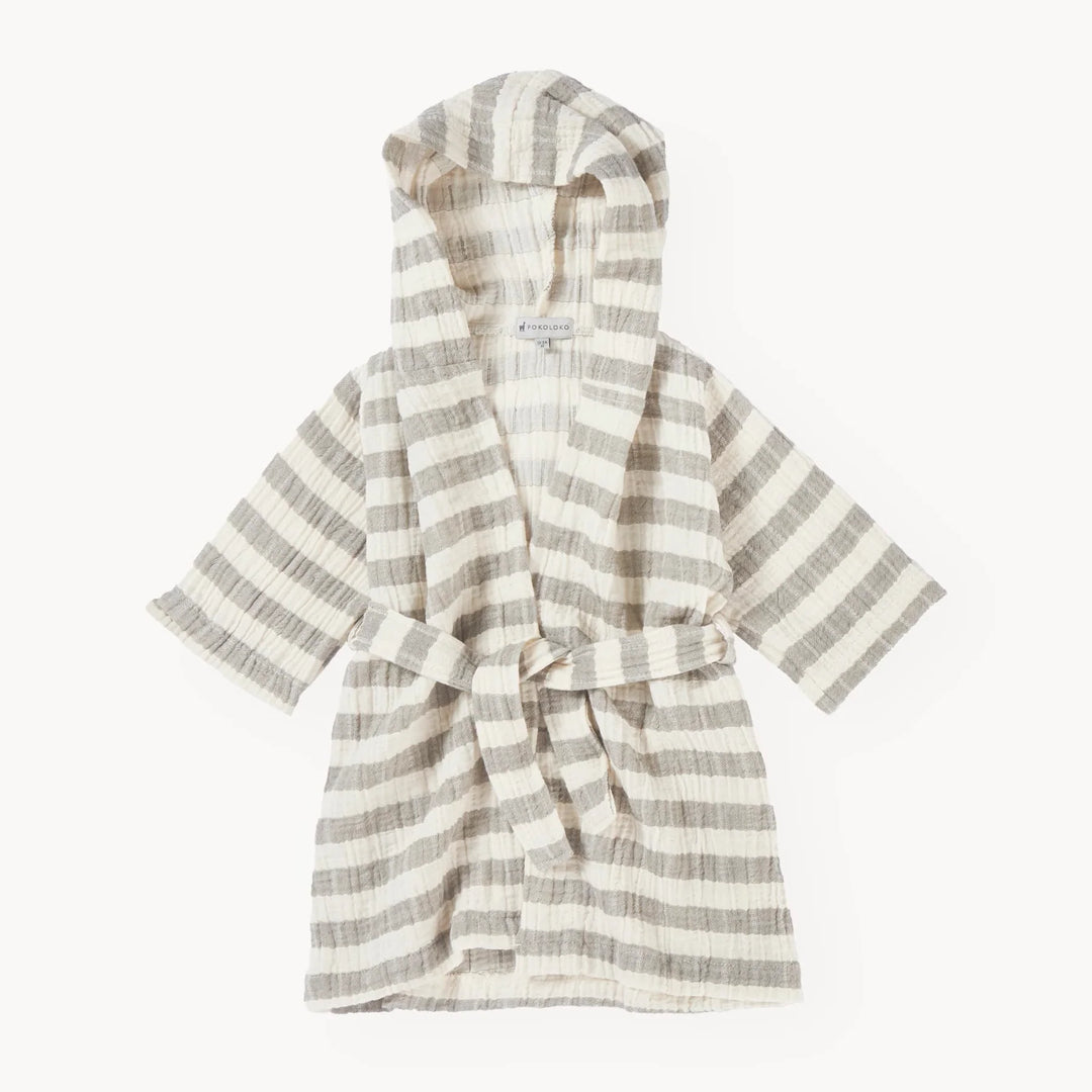 Striped Crinkle Toddler Robe - Moss | 12-24M