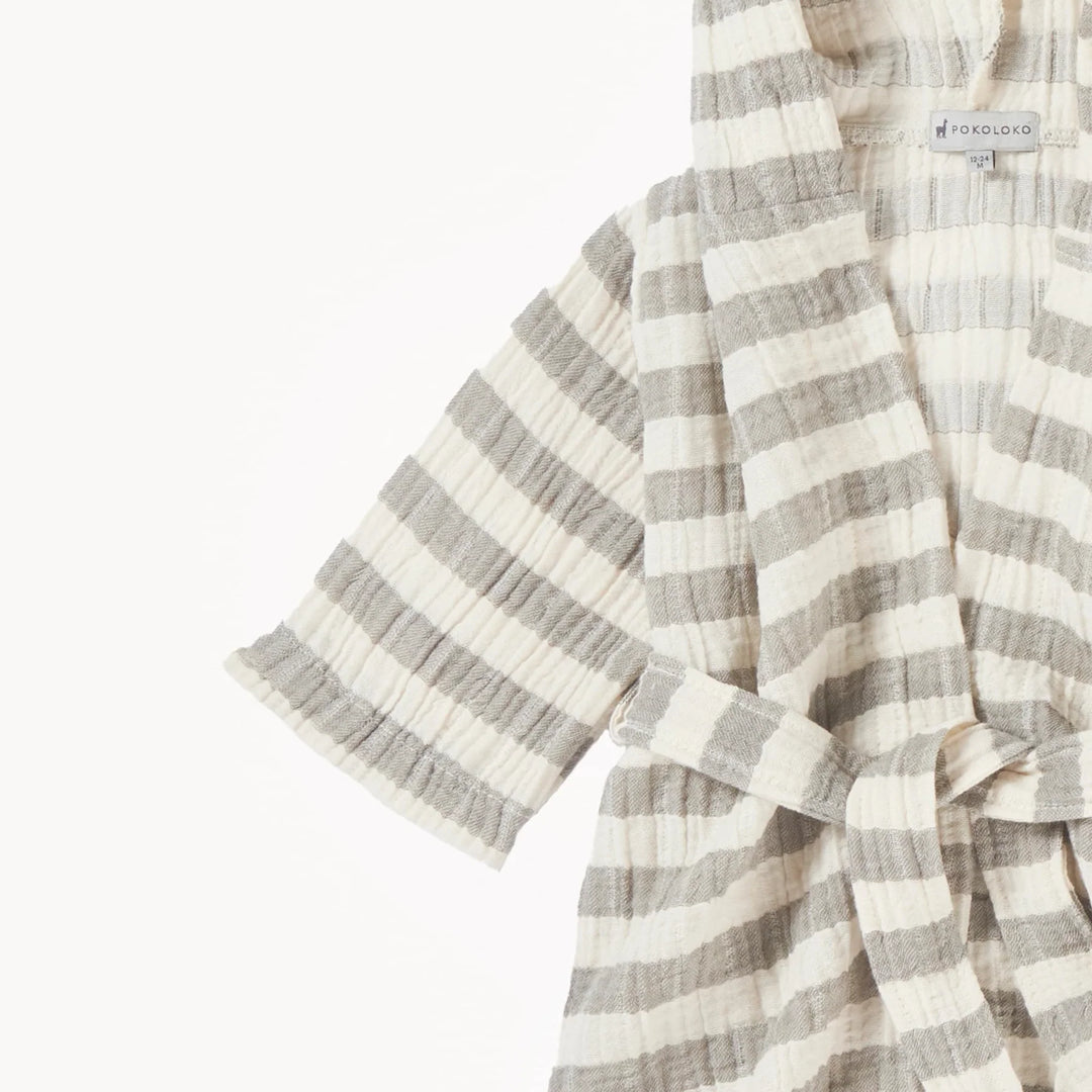 Striped Crinkle Toddler Robe - Moss | 12-24M