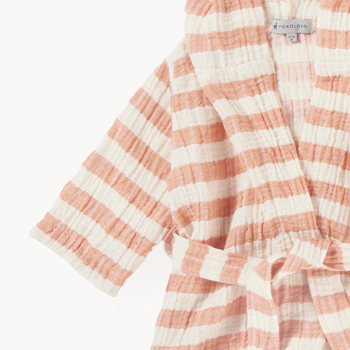 Striped Crinkle Toddler Robe - Mandarin | 12-24M