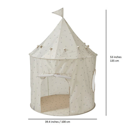 Recycled Fabric Play Tent Castle - Prints: Blueberry Taupe