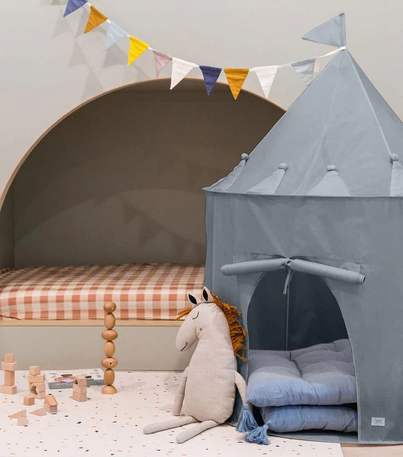 Recycled Fabric Play Tent Castle - Solid Colour: Blue