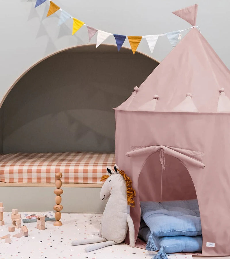 Recycled Fabric Play Tent Castle - Solid Colour: Misty Pink