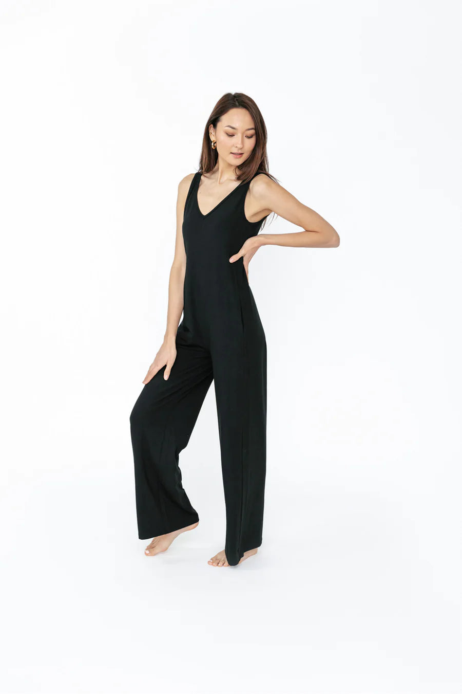 SMASH + TESS | Tuesday Wide Leg Romper II in Midnight Black