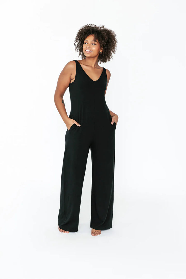 SMASH + TESS | Tuesday Wide Leg Romper II in Midnight Black