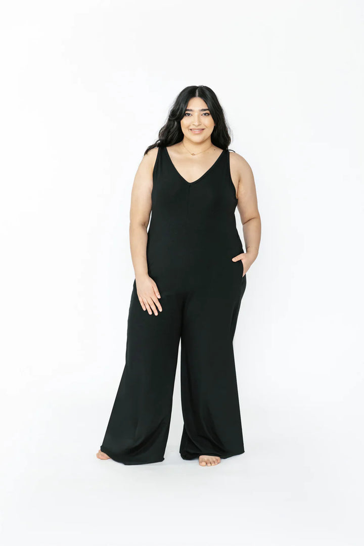 SMASH + TESS | Tuesday Wide Leg Romper II in Midnight Black