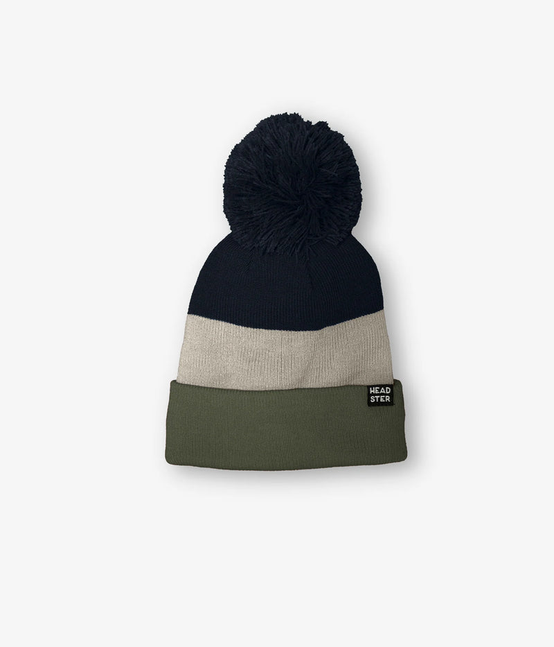 HEADSTER | TRICOLOUR BEANIE LINED WITH FLEECE | HEDGE GREEN