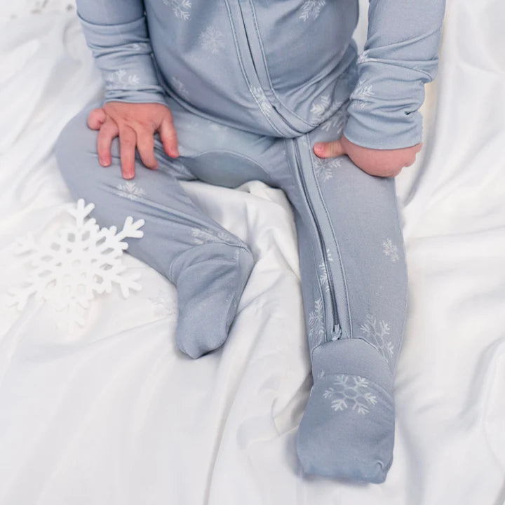 Footless Zipper Sleeper with Fold-Over Cuffs | Snowflakes