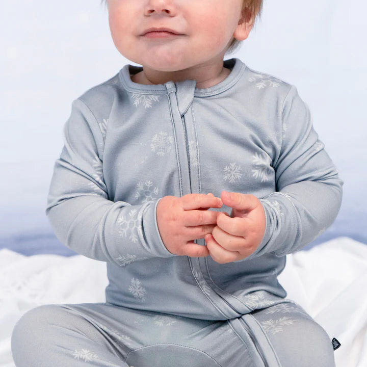 Belan J. | Bamboo Footless Zipper Sleeper with Fold-Over Cuffs | Snowflakes