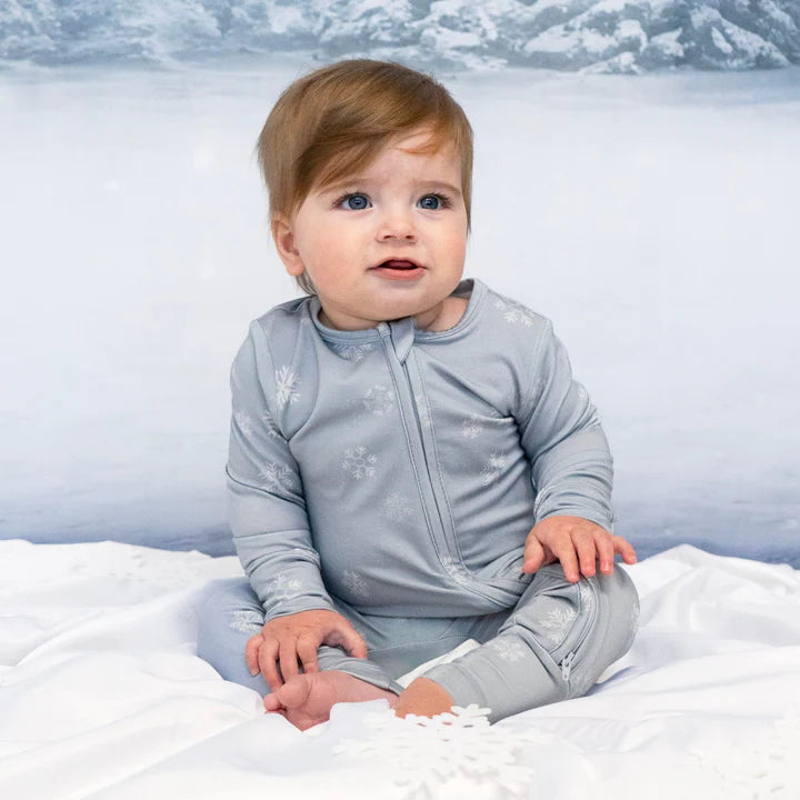 Footless Zipper Sleeper with Fold-Over Cuffs | Snowflakes