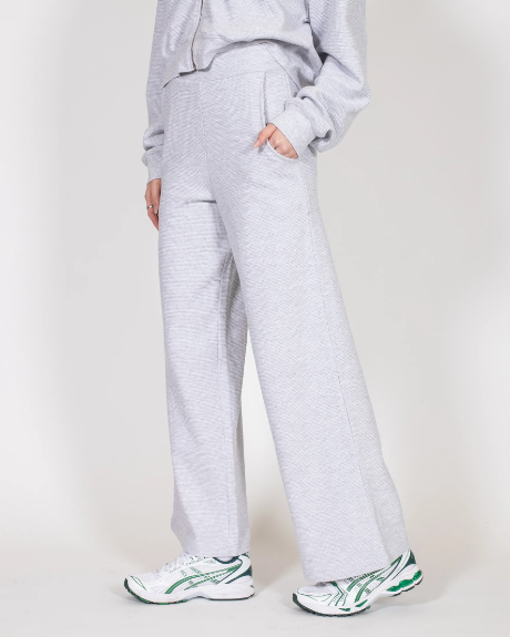 BRUNETTE THE LABEL | Waffle Knit Wide Leg Pant | pebble grey