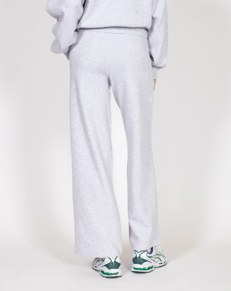 Waffle Knit Wide Leg Pant | pebble grey