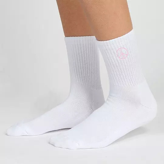 BRUNETTE THE LABEL | PEACE SOCK | WHITE/BUBBLE GUM