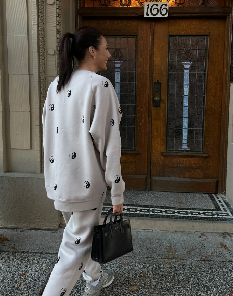 BRUNETTE THE LABEL |"ALL OVER YIN YANG" Not Your Boyfriend's Crew Neck | oyster