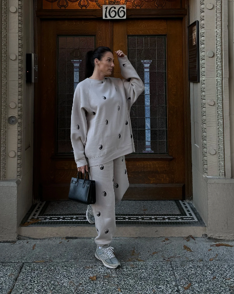 BRUNETTE THE LABEL |"ALL OVER YIN YANG" Not Your Boyfriend's Crew Neck | oyster