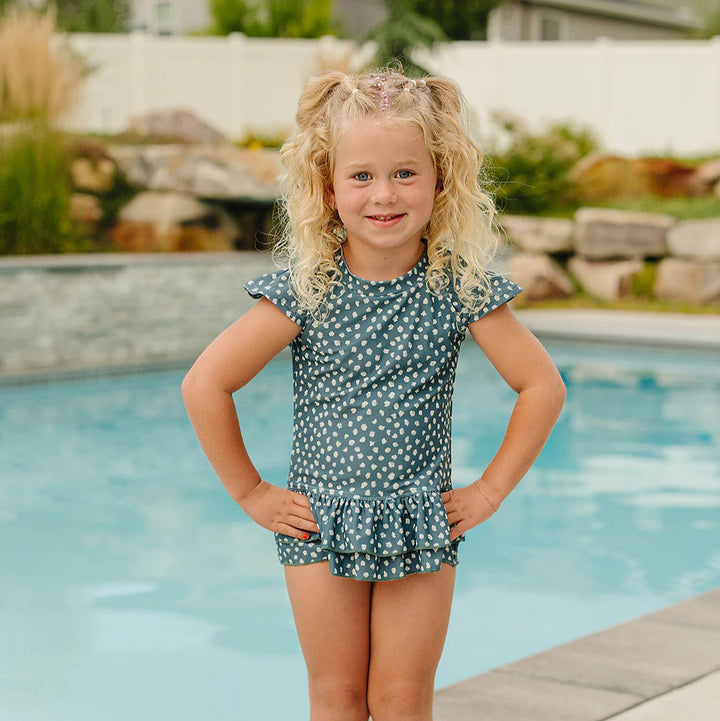 Current Tyed Clothing | The "August" Girls 2 Piece Twirl Rashguard Set