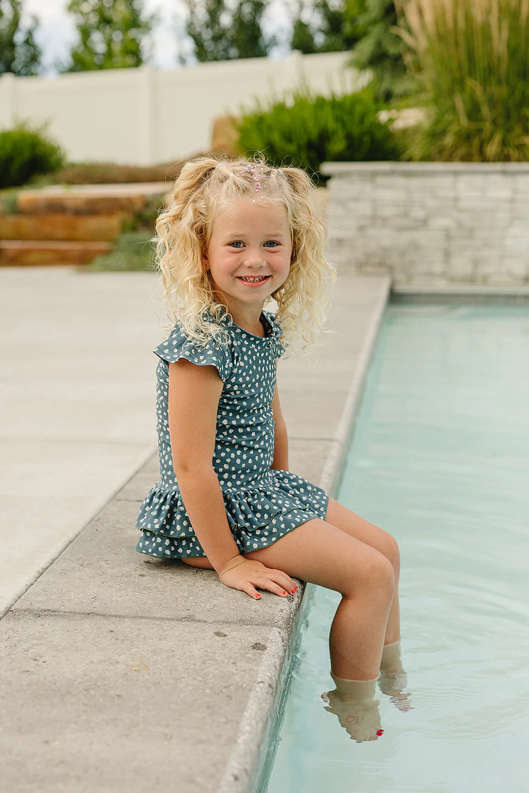 Current Tyed Clothing | The "August" Girls 2 Piece Twirl Rashguard Set