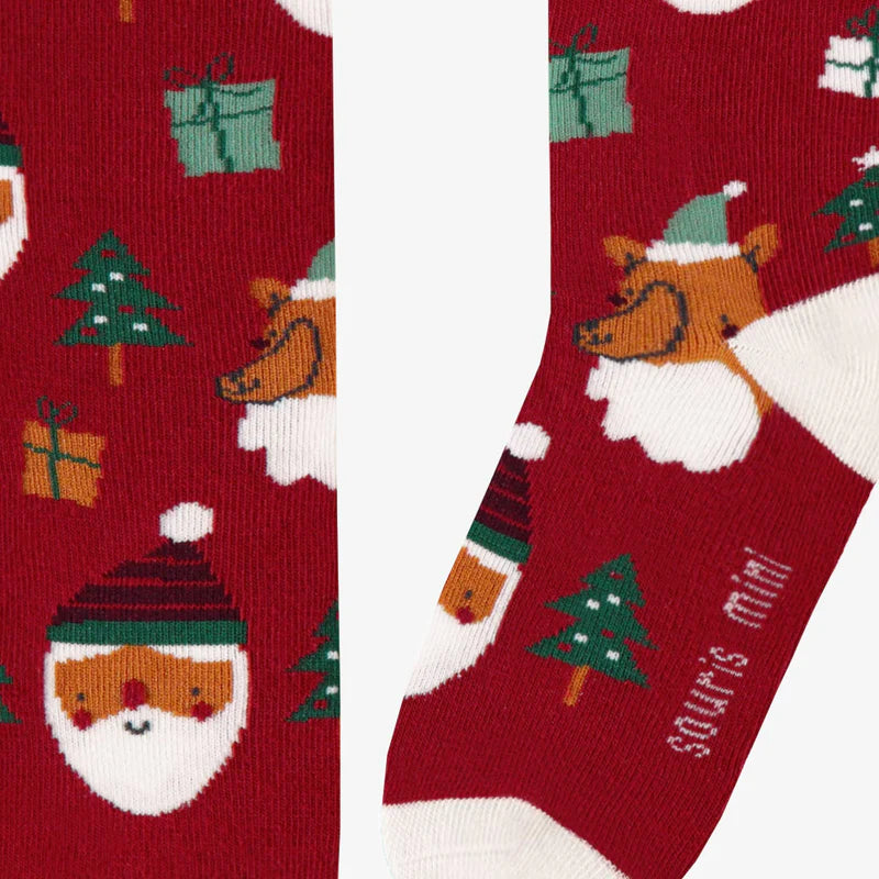 Souris Mini | Red Socks with Festive Patterns