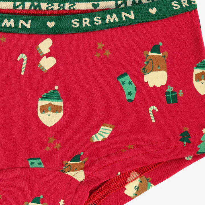 Souris Mini | Red Boyshort Panty with Holiday All Over Print