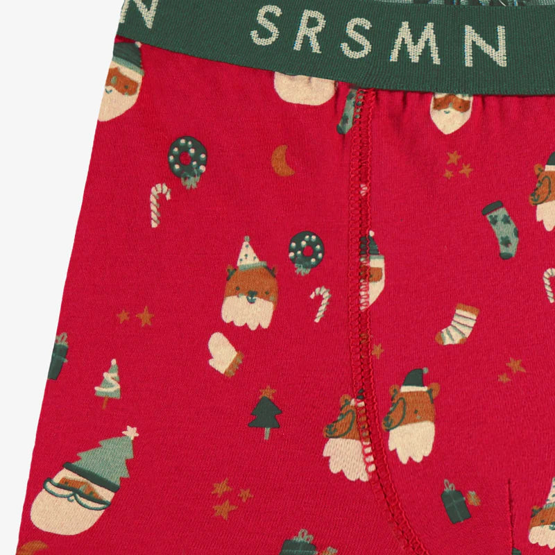 Souris Mini | Red Boxer Shorts with Festive Patterns