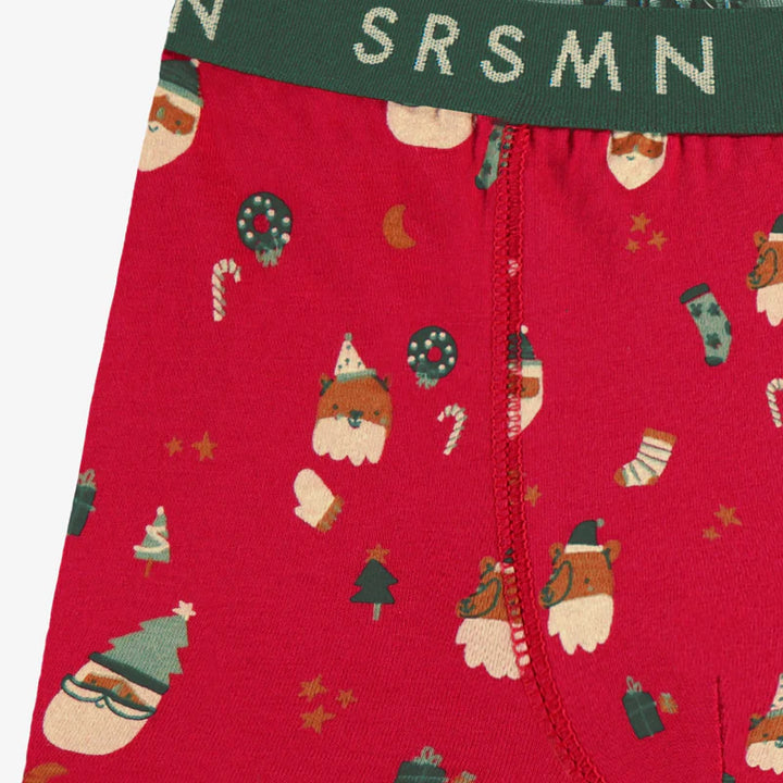 Souris Mini | Red Boxer Shorts with Festive Patterns