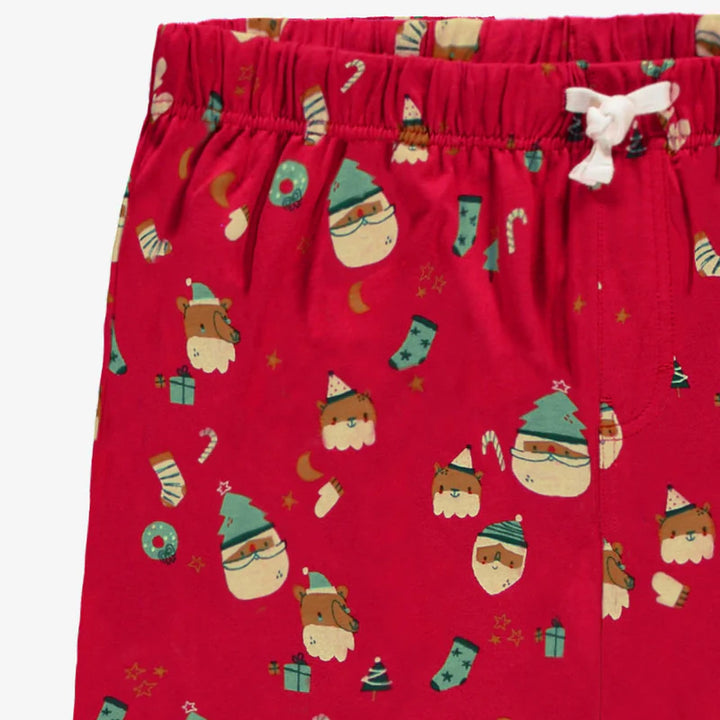 Souris Mini | Red Pajama Pants with Festive All Over Print, Adult