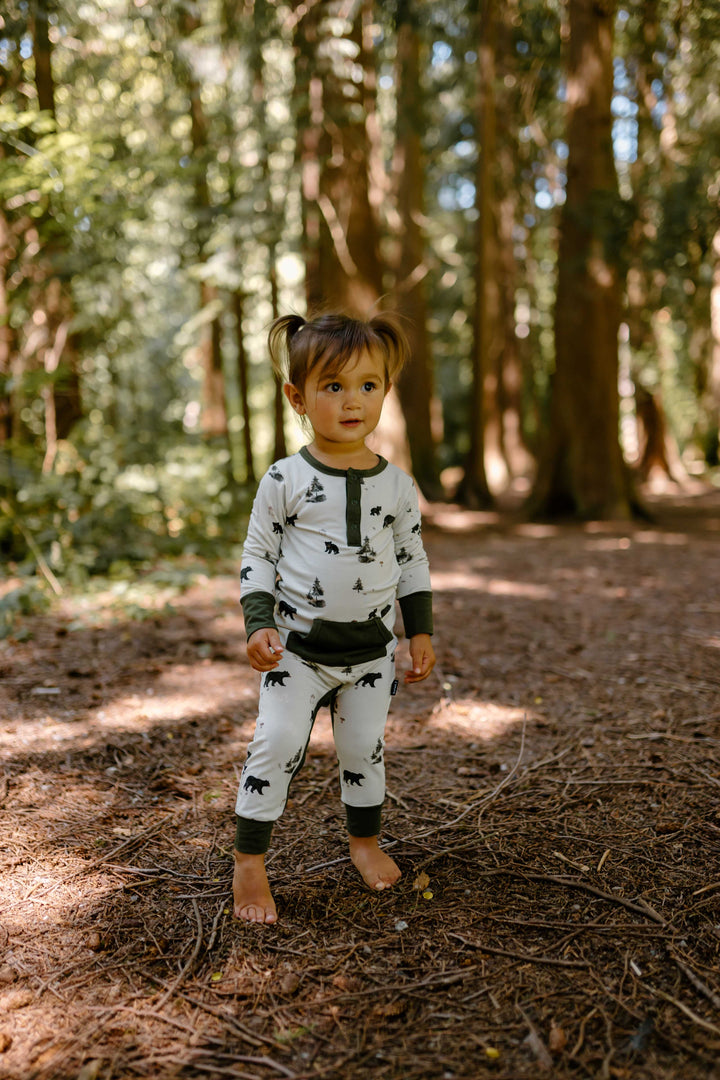 Long Sleeve Pocket Romper | black bears