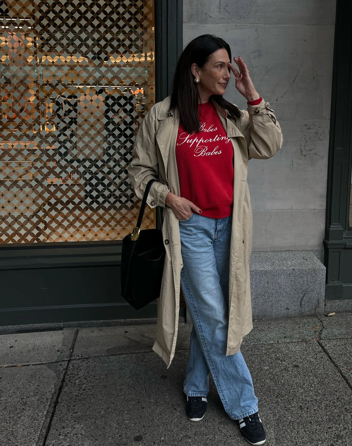 BRUNETTE THE LABEL | "Babes Supporting Babes" Step Sister Crew | Washed Red