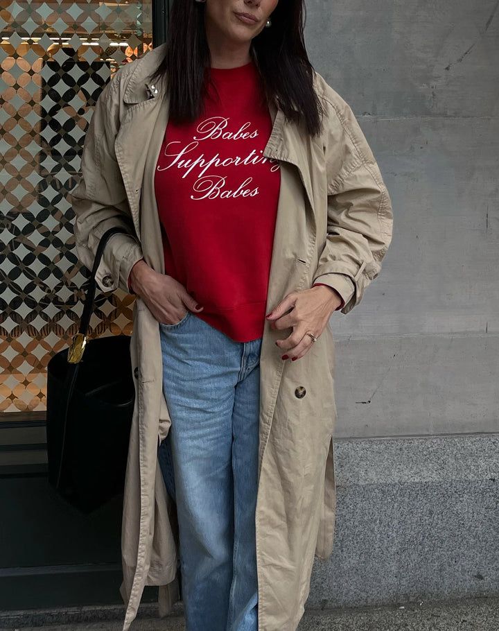 BRUNETTE THE LABEL | "Babes Supporting Babes" Step Sister Crew | Washed Red