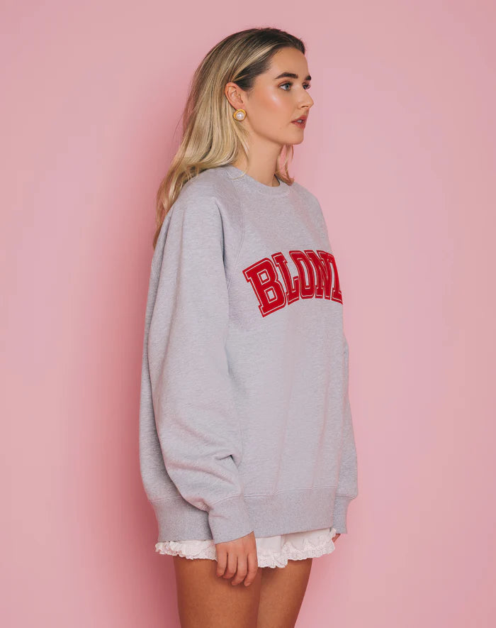 BRUNETTE THE LABEL | "BLONDE" Varsity Not Your Boyfriend's Crew | grey melange
