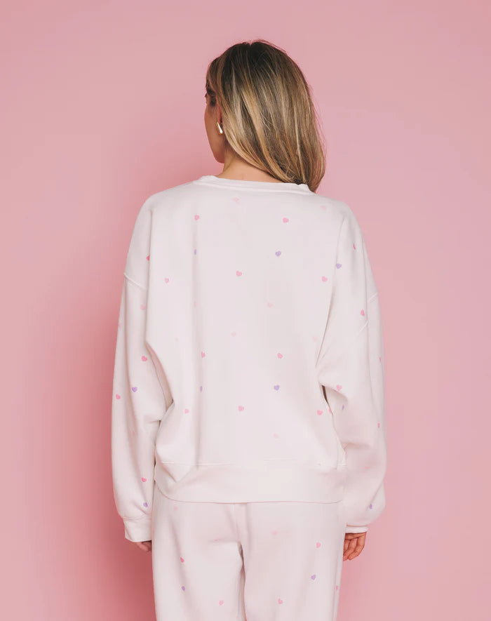 BRUNETTE THE LABEL | All Over Tiny Heart Girlfriend Crew | cream with multi