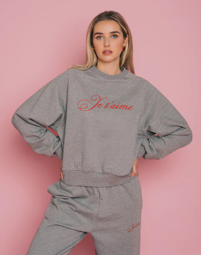 BRUNETTE THE LABEL | "Je t'aime" Cousin Crew | grey melange