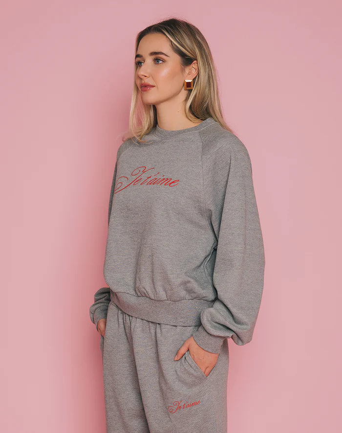 BRUNETTE THE LABEL | "Je t'aime" Cousin Crew | grey melange