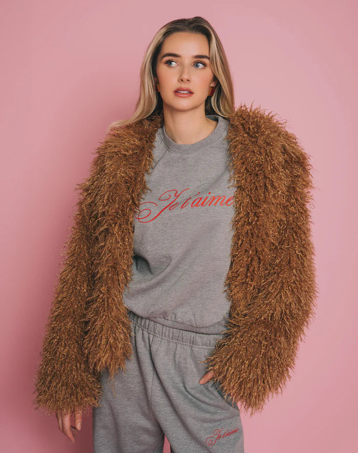 BRUNETTE THE LABEL | "Je t'aime" Cousin Crew | grey melange