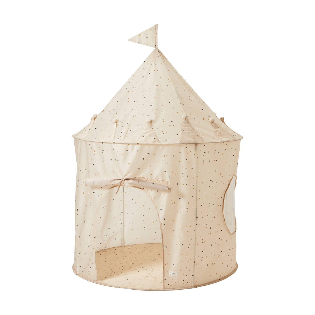 Recycled Fabric Play Tent Castle - Prints: Terrazzo Beige
