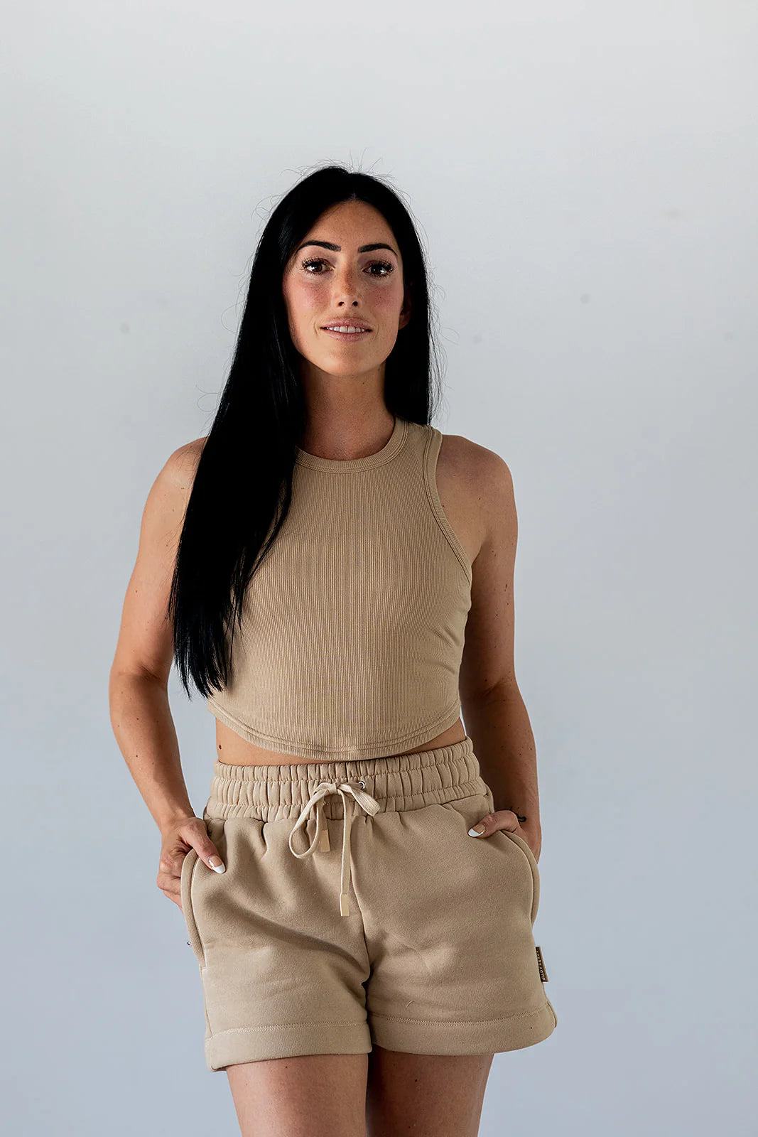 Essential Ribbed Crop Tank - Champagne