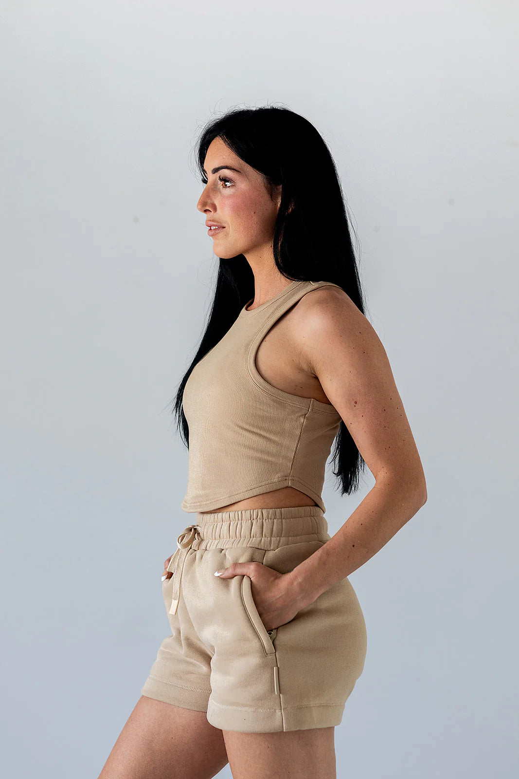 Essential Ribbed Crop Tank - Champagne