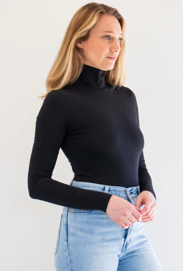 Cara Turtleneck Long Sleeve Bodysuit | black