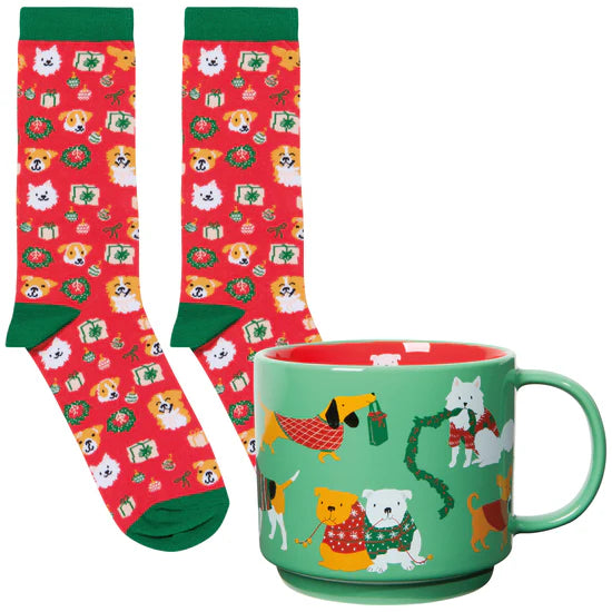 Sip & Sox Gift Set | Holiday Hounds | Set of 2