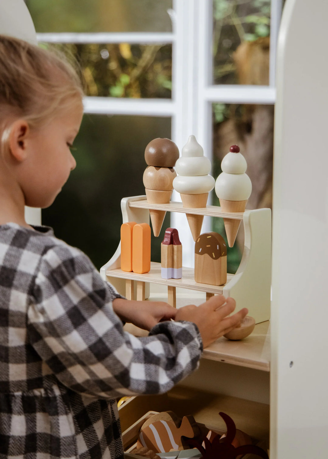 Wooden Ice Cream Stand and Accessories
