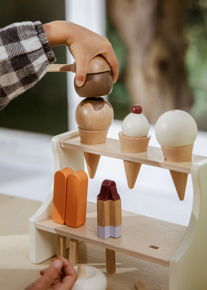 Wooden Ice Cream Stand and Accessories