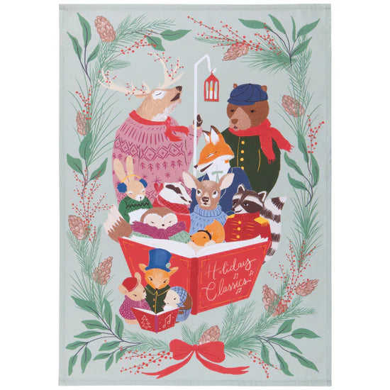 Mug & Dishtowel Set | Woodland Carolers