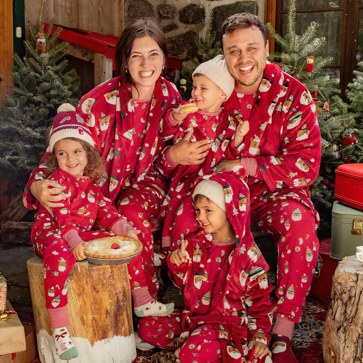 Souris Mini | Red Pajama Pants with Festive All Over Print, Adult